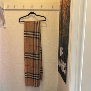 Burberry Beige and Red Scarf
